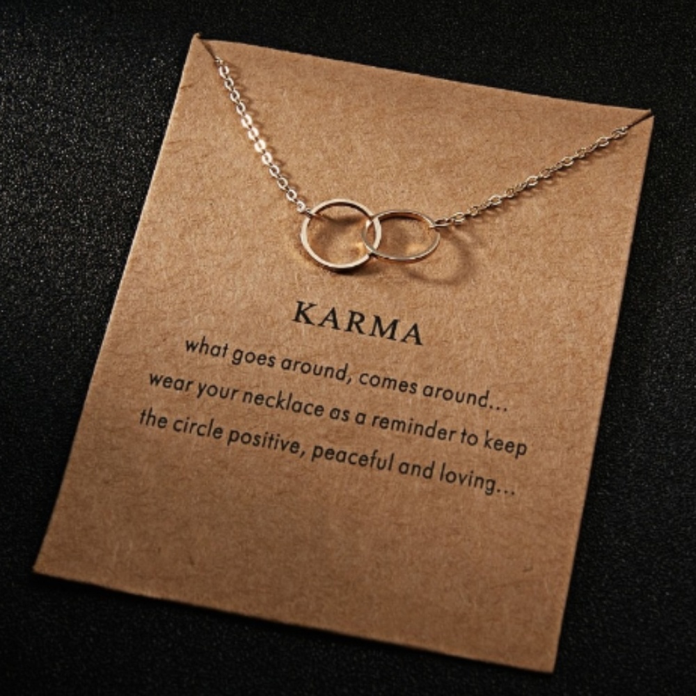 Karma Boho Indie Layering Gold Charm Necklace - Picture 4 of 8